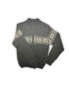 Men's merinowool sweater with zip, with scandic pattern