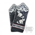 Woolen mittens with a "Cat" pattern