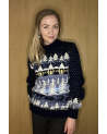 Men's sweater with a forest. Dark blue