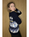 Men's sweater with a forest. Dark blue