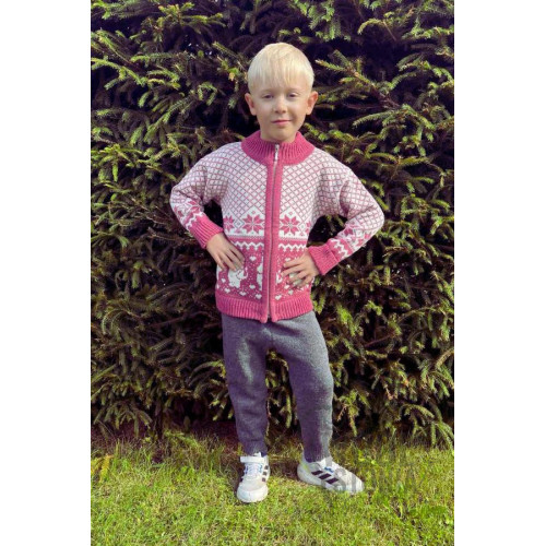 Kid's full zip sweater with a deer
