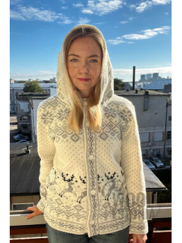 Woman's jacket with a deer, with a hood