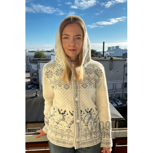 Woman's jacket with a deer, with a hood