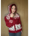 Woman's full-zip sweater with a deer, with a hood