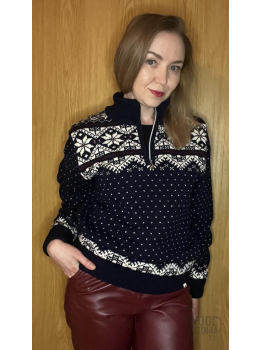 Men's blue half-zip sweater with a star