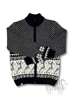 Men's full-zip sweater with a deer