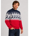 Men's  jumper with a deer, Red and Blue