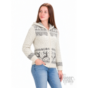 Woman's full-zip sweater with a deer, with a hood