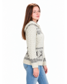 Woman's full-zip sweater with a deer, with a hood
