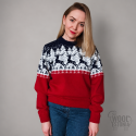 Women's  jumper with a deer, Red and Blue