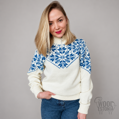 Women's sweater with zipper. 100% wool.