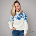 Women's sweater with half zipper. 100% soft wool.