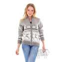 Woman's full zip sweater with a deer