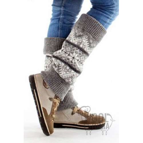Woolen knitted leg warmers with a star, made in Estonia, handmade