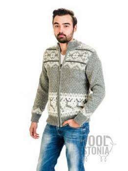 Man's full-zip sweater with a deer