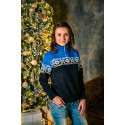 Women's Sweater with fleece lining. Blue and black