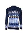 Men's  sweater with a forest. Dark blue