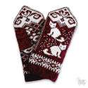 Woolen mittens with a "Cat" pattern