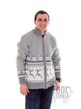 Man's full-zip sweater with a deer