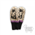 Woolen mittens with a "Cat" pattern