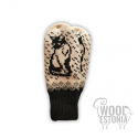 Woolen mittens with a "Cat" pattern